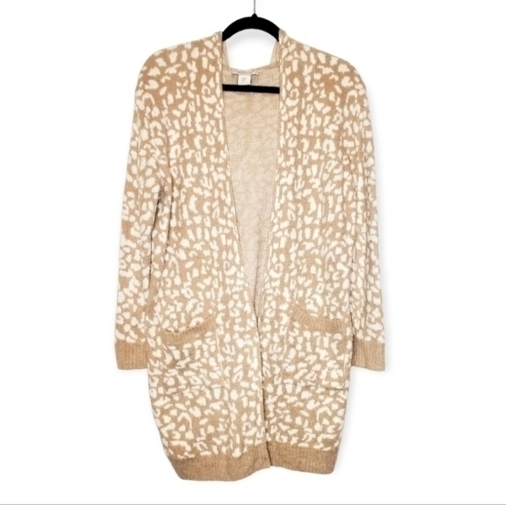 Rachel Zoe Leopard Print Hooded Jacquard Cardigan